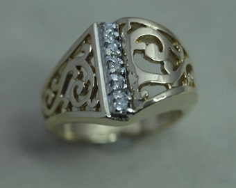 Vintage Domed Ladies 14K/ Diamond Filigree Ring 50% Off