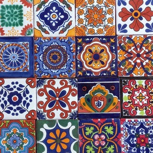 25 DISEÑOS MIXTOS Azulejo mexicano hecho a mano de talavera para salpicadero de mosaico de 3 X 3"