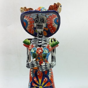 11&quot; TALAVERA CATRINA, mexican folk art, day of the dead colorful