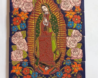 17" MURALE IN PIASTRELLE DI CERAMICA mosaico talavera messicano dipinto a mano paraschizzi natura morta