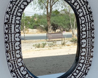 Meuble-lavabo 16" TALAVERA MIRROR, décoration murale de salle de bain, poterie mexicaine à suspendre