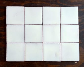 25 AZULEJOS CERÁMICOS, color blanco, mosaico de talavera mexicana hecho a mano para salpicadero, 3 x 3 pulgadas