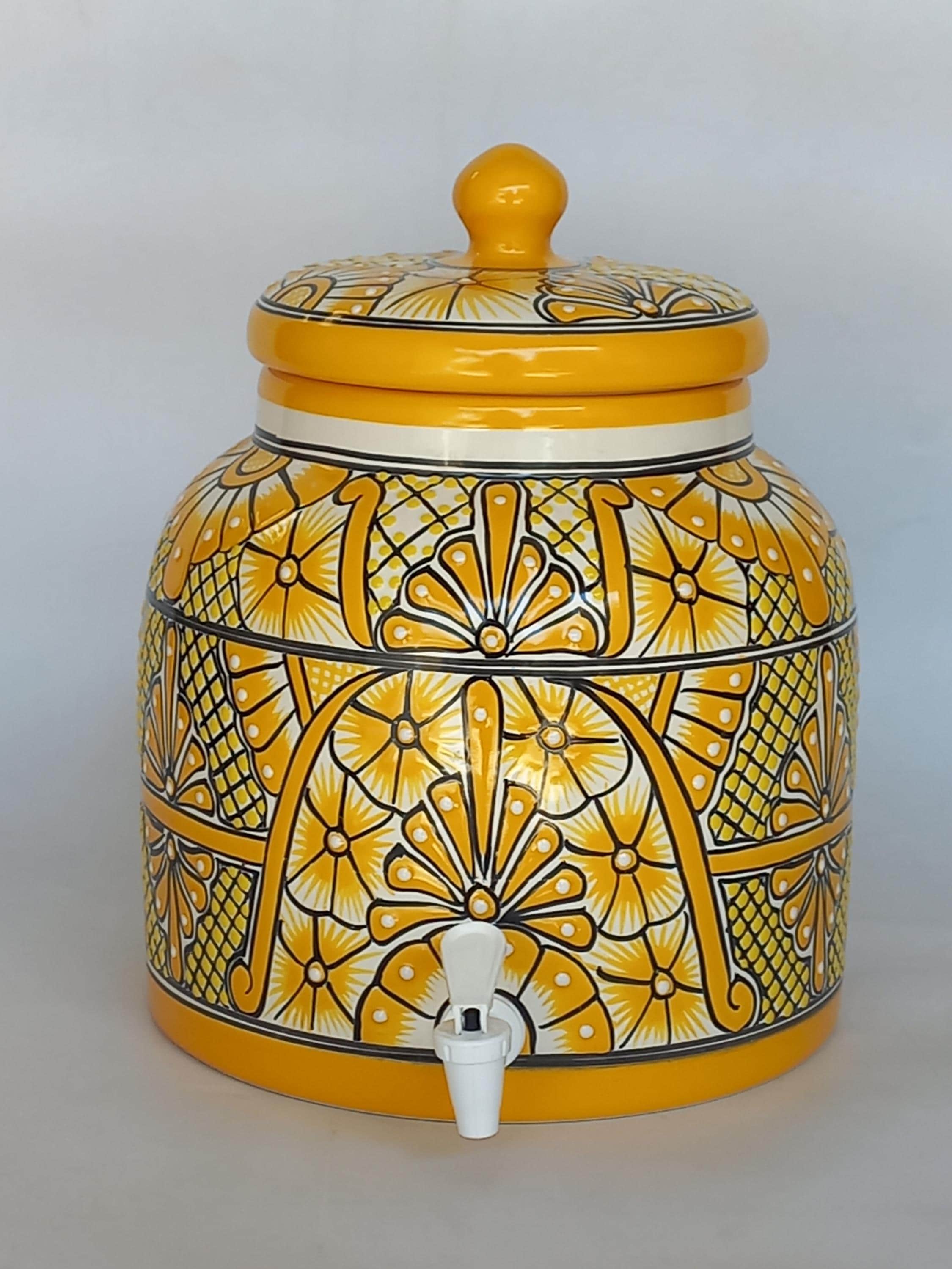 WATER CROCK Beverage Dispenser Mexican Talavera Pottery Container Cute ...