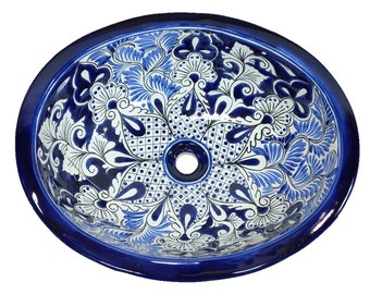 Ceramic SINK colorful handpainted, drop in or undermount mexican bathroom handmade.