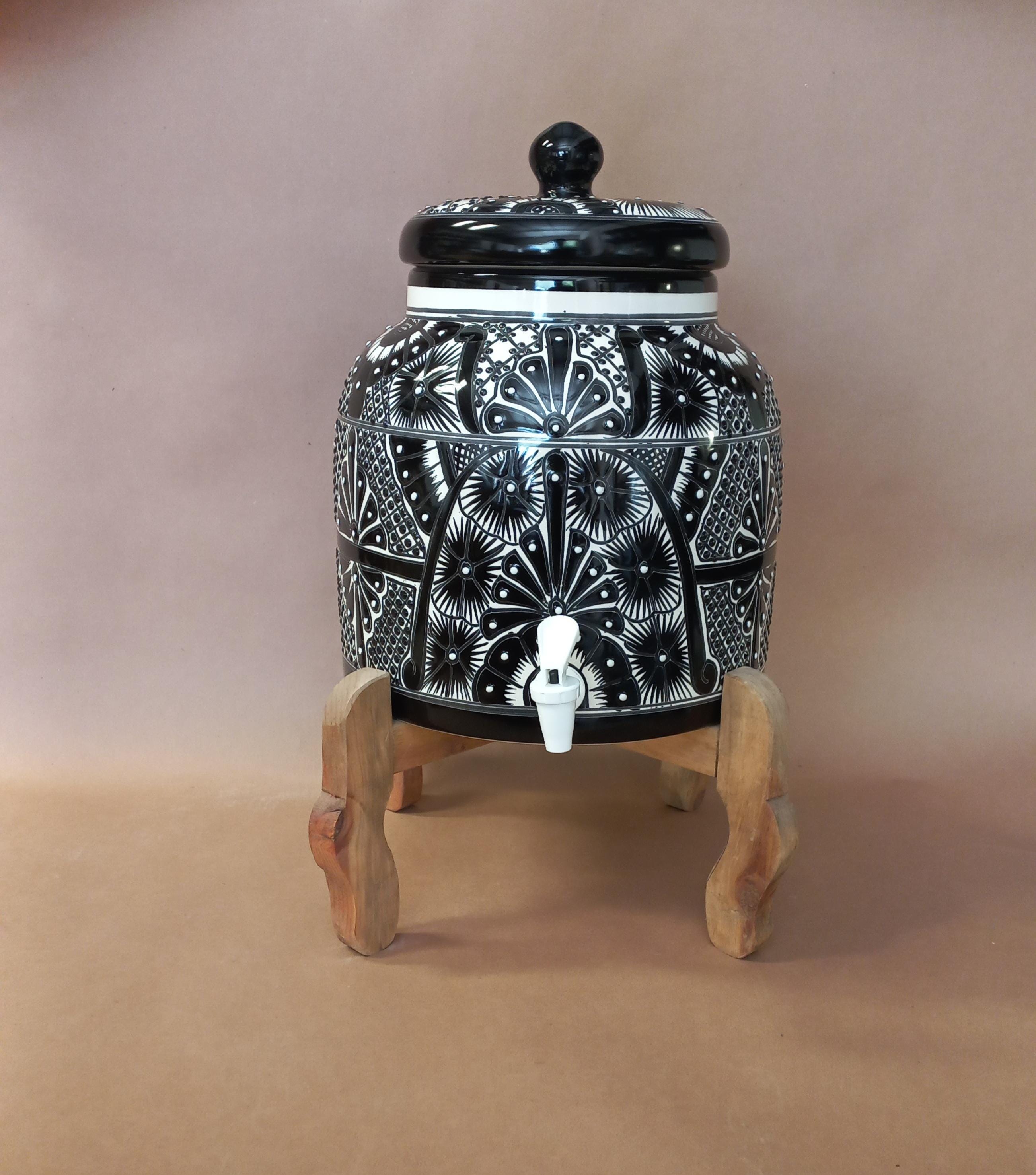WATER CROCK Beverage Dispenser Mexican Talavera Pottery Cute Folk