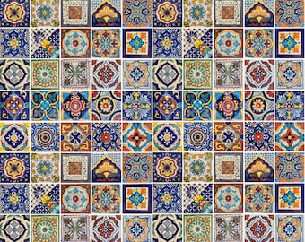 100 TILES 4 X 4" assorted designs Mexican tile handmade colorful talavera backsplash mosaic