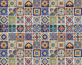 100 CARREAUX 4 X 4" motifs assortis Carrelage mexicain fait main coloré talavera dosseret mosaïque