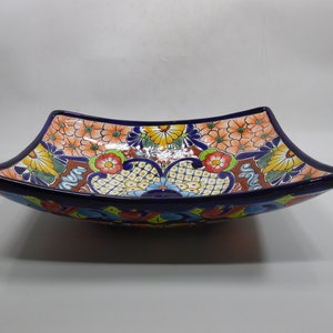 16" RECTANGULAR TALAVERA SINK vessel mexican bathroom handmade ceramic folk art