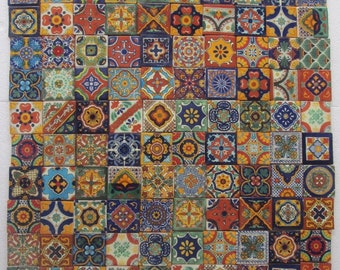 200 MIXED DESIGNS Mexican tile handmade talavera backsplash mosaic 2 X 2"