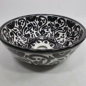 10&quot; ROUND TALAVERA SINK, vessel mexican bathroom sink handmade folk art ceramic