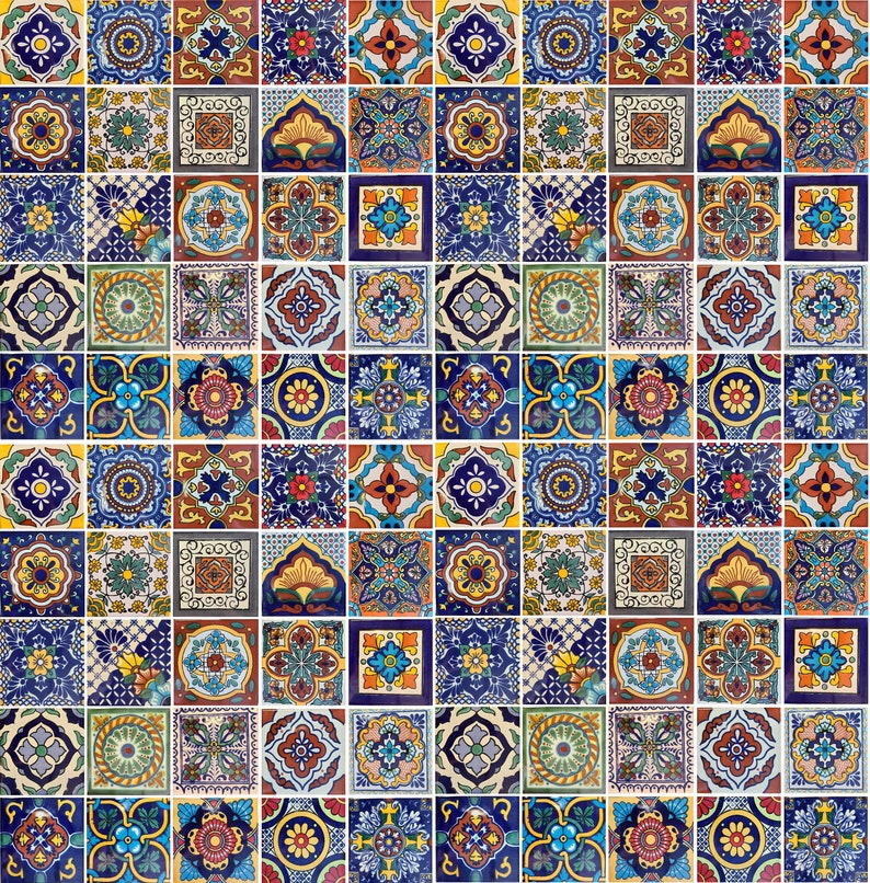 200 MIXED DESIGNS Mexican Tile Handmade Talavera Backsplash Mosaic 4 X ...