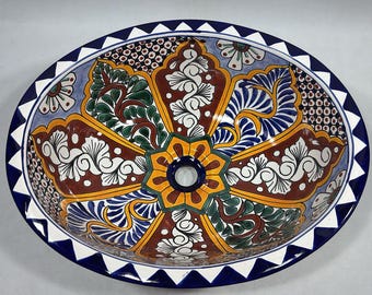 21" X 17" TALAVERA SINK drop in or undermount mexican bathroom handmade ceramic