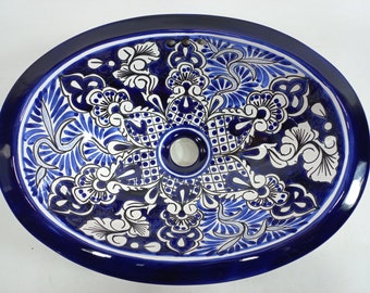 16" X 12" TALAVERA SINK drop in or undermount mexican bathroom handmade ceramic