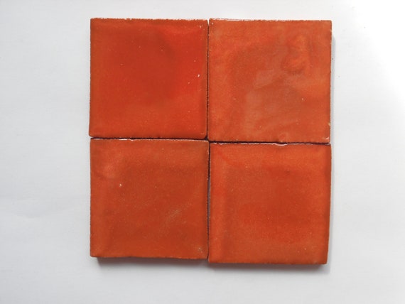 Mexican Talavera House Number Tile - Handmade Ceramic Orange #2
