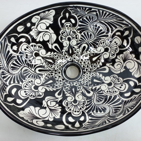 17" TALAVERA SINK drop in (semi-recessed) mexican handmade hand painted ceramic