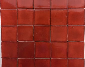 100 TERRACOTA TILES - 2" Mexican ceramic tile, handmade talavera backsplash mosaic 2x2 2"X2"