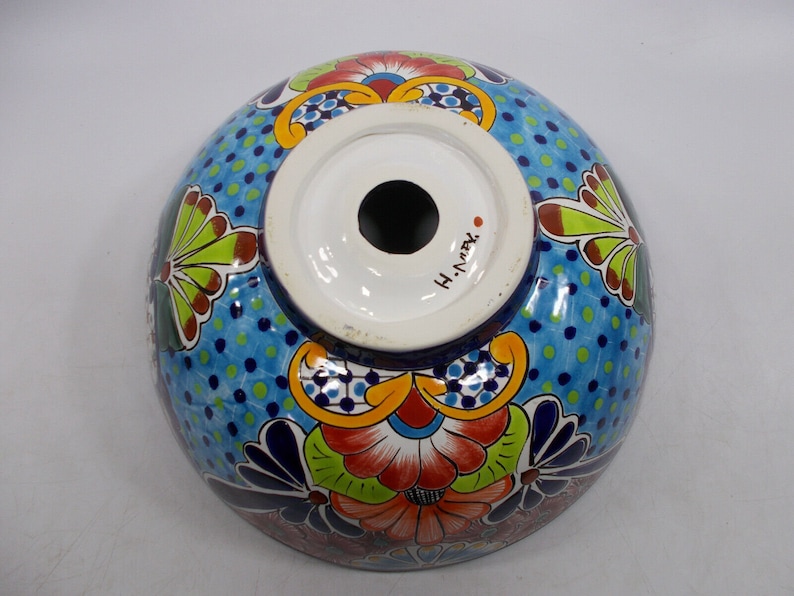 15 round TALAVERA VESSEL SINK Mexican handmade ceramic bathroom basin folk art