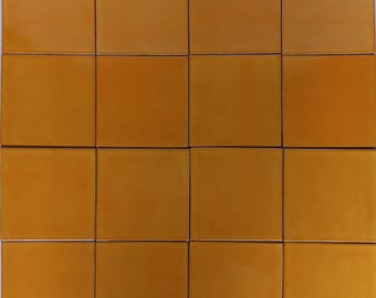 40 CERAMIC TILES 6" Yellow Mexican tile, handmade talavera backsplash mosaic 6X6 6"x6"