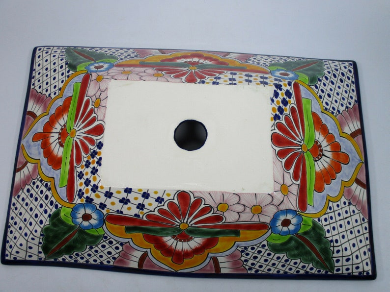 21 RECTANGULAR TALAVERA SINK vessel mexican bathroom handmade ceramic folk art