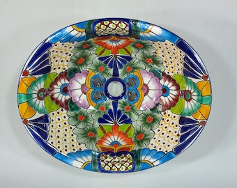 17" X 14" TALAVERA SINK drop in or undermount mexican bathroom handmade ceramic
