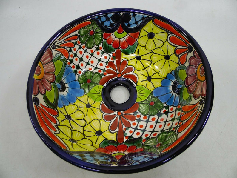 10 ROUND TALAVERA SINK Vessel Mexican Bathroom Sink Etsy Canada