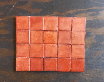 1 Sample CERAMIC TILE, Terracotta color, handmade Mexican talavera tile backsplash mosaic 1" X 1"