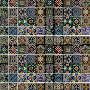 40 AZULEJOS CERÁMICOS diseños variados Azulejo mexicano hecho a mano talavera backsplash mosaico 6X6 6&quot;x6&quot;