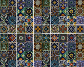 40 CERAMIC TILES assorted designs Mexican tile handmade talavera backsplash mosaic 6X6 6"x6"