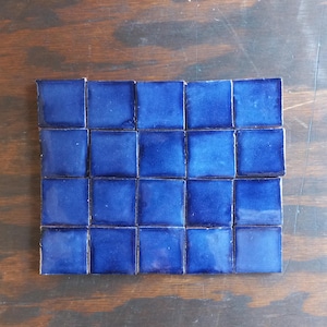 100 CERAMIC TILES, Cobalt Blue color, handmade Mexican talavera tile backsplash mosaic 1" X 1"
