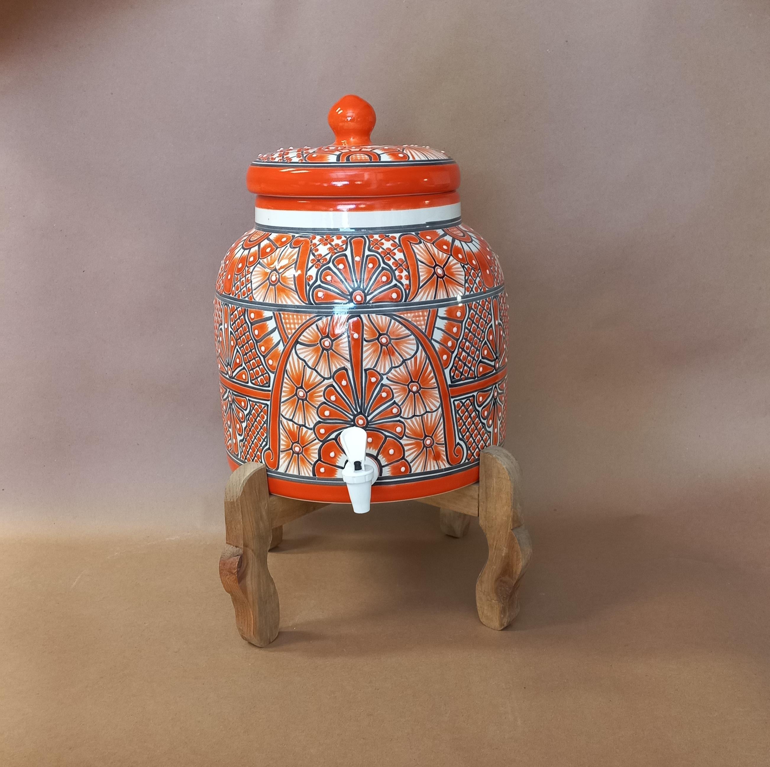 WATER CROCK Beverage Dispenser Mexican Talavera Pottery Cute Folk