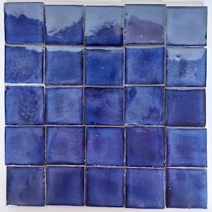 100 COBALT BLUE TILES - 2&quot; Mexican ceramic tile, handmade talavera backsplash mosaic 2x2 2&quot;X2&quot;