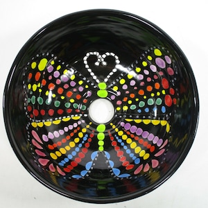 10" ROUND TALAVERA SINK, vessel mexican bathroom sink handmade folk art ceramic