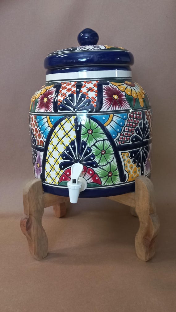 WATER CROCK Beverage Dispenser Mexican Talavera Pottery Cute Folk