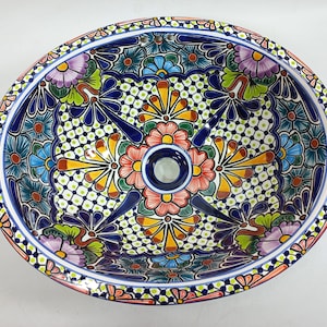 17" X 14"  TALAVERA SINK drop in or undermount mexican bathroom handmade ceramic