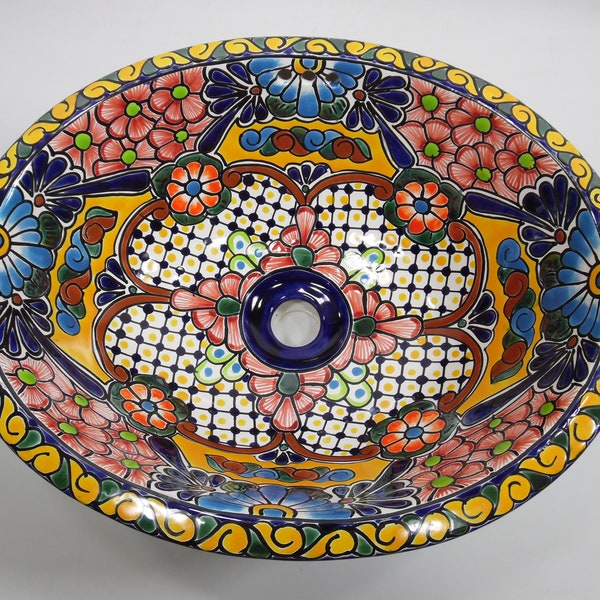 17" X 14" TALAVERA SINK drop in or undermount mexican bathroom handmade ceramic