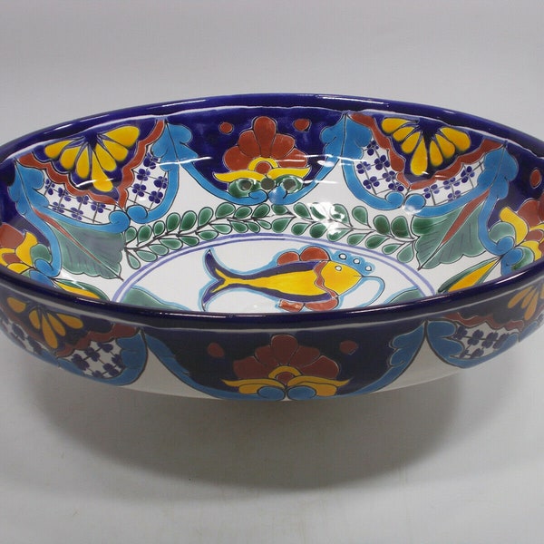 17" TALAVERA SINK drop in (semi-recessed) mexican handmade hand painted ceramic