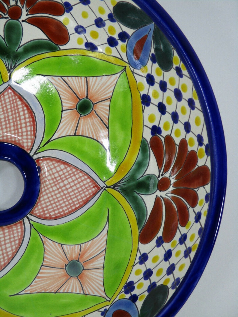 14 Round TALAVERA VESSEL SINK Mexican Handmade Ceramic Etsy