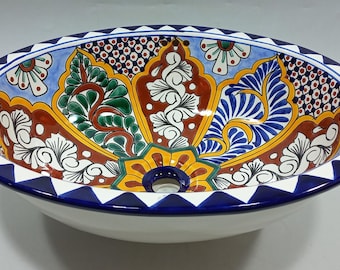 21" X 17" TALAVERA SINK drop in or undermount mexican bathroom handmade ceramic
