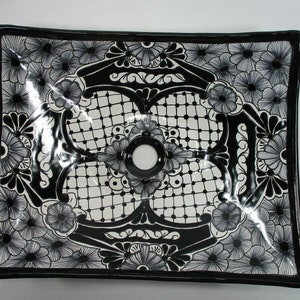16&quot; RECTANGULAR TALAVERA SINK vessel mexican bathroom handmade ceramic folk art