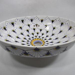 17&quot; TALAVERA SINK drop in (semi-recessed) mexican handmade hand painted ceramic