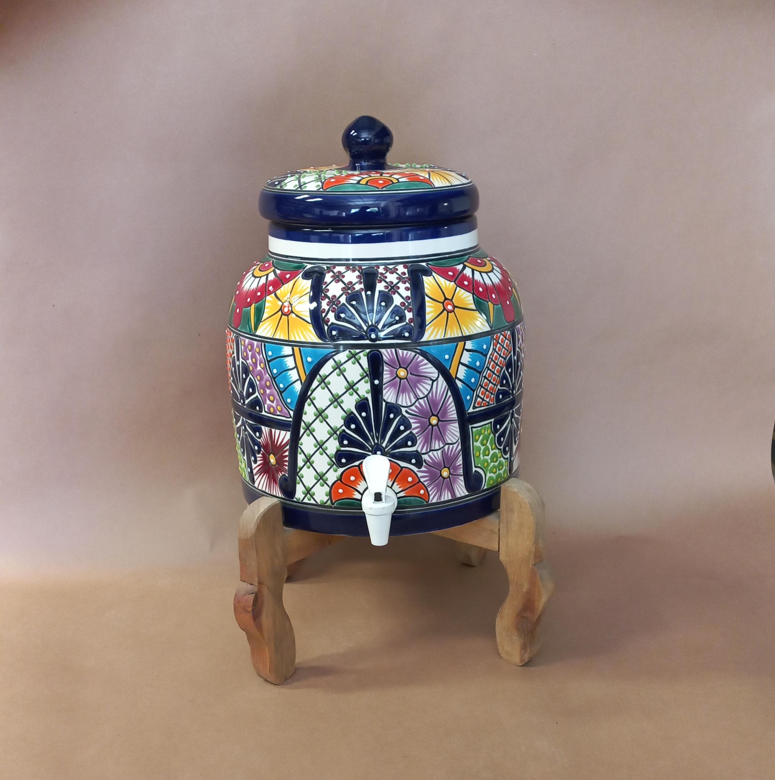 WATER CROCK Beverage Dispenser Mexican Talavera Pottery Cute Folk