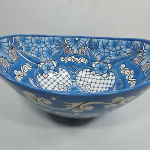 18" TALAVERA SINK  oval vessel,  mexican handmade ceramic,  bathroom,  folk art