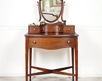 Antique Mahogany Makeup Vanity With Drawers. Edwardian dressing table. Ca 1900. Restored.