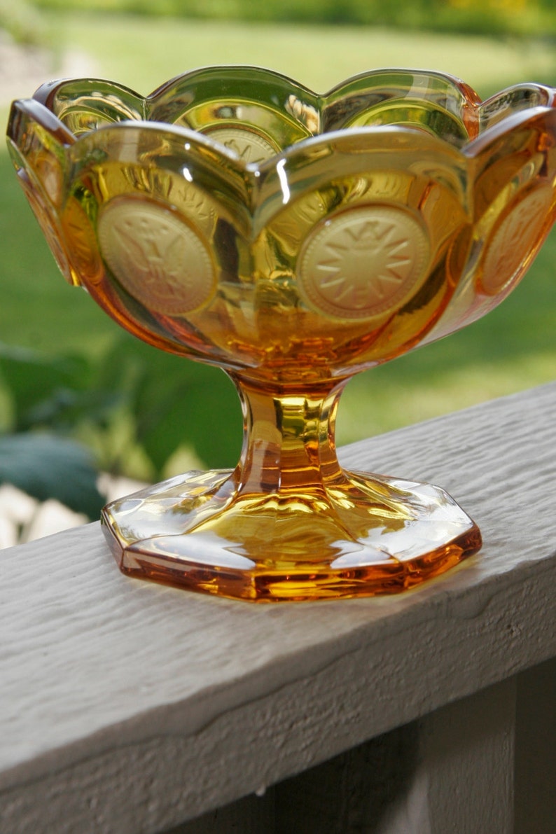 Fostoria Dish Amber Glass With Coin Impression 1887 Pattern Etsy