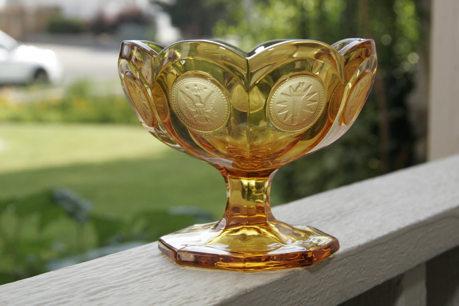 Fostoria Dish Amber Glass With Coin Impression 1887 Pattern Etsy