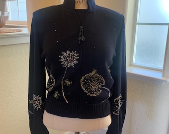 St John cardigan set with shell, black knit brilliant-embellished