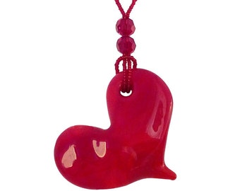 Murano Glass Heart by Mystery of Venice, Murano Glass Heart, Red Glass Heart, Heart Pendant, Murano Glass Jewelry, Glass Heart, Red Heart