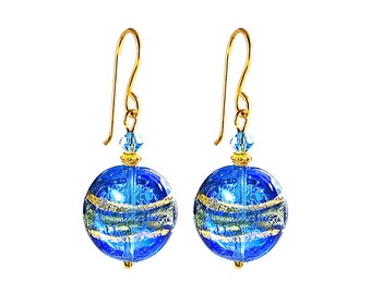 Orecchini in vetro di Murano di Mystery of Venice 'Mare', orecchini in vetro di Murano, gioielli in vetro di Murano, orecchini in vetro blu, regalo in vetro di Murano