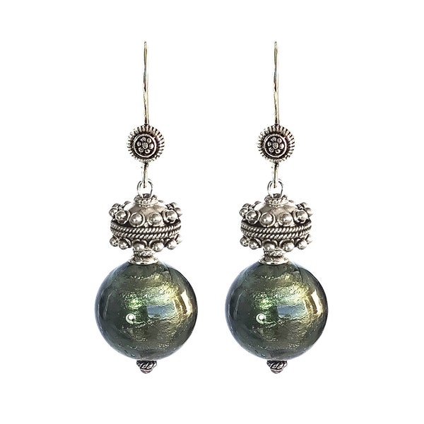 Murano Glass Bali Design Earrings  ’Iron’ by Mystery of Venice, Murano Glass Earrings, Glass Earrings, Ethnic Earrings, Bijoux Ethniques