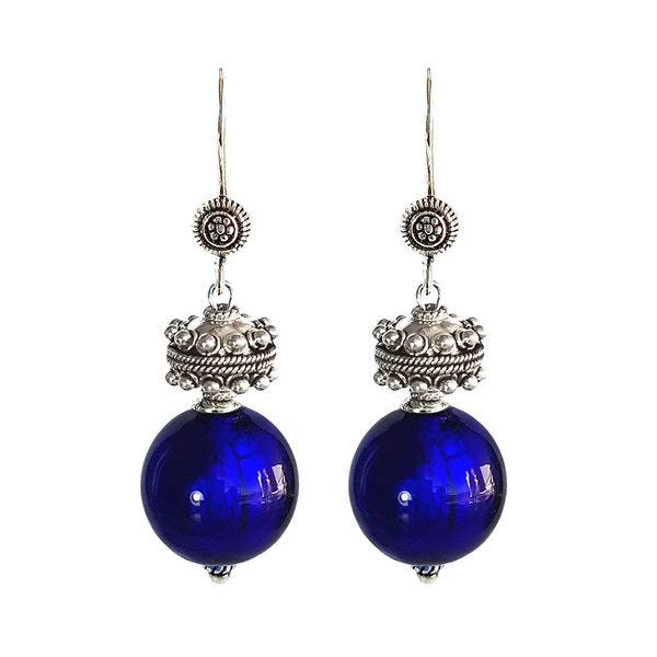 Murano Glass Bali Design Earrings ’Bali Blue’ by Mystery of Venice, Murano Glass Earrings, Ethnic Earrings, Bijoux Ethniques